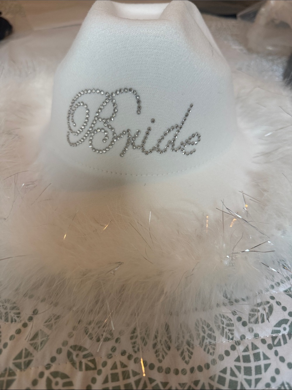 David’s Bridal white cowgirl hat